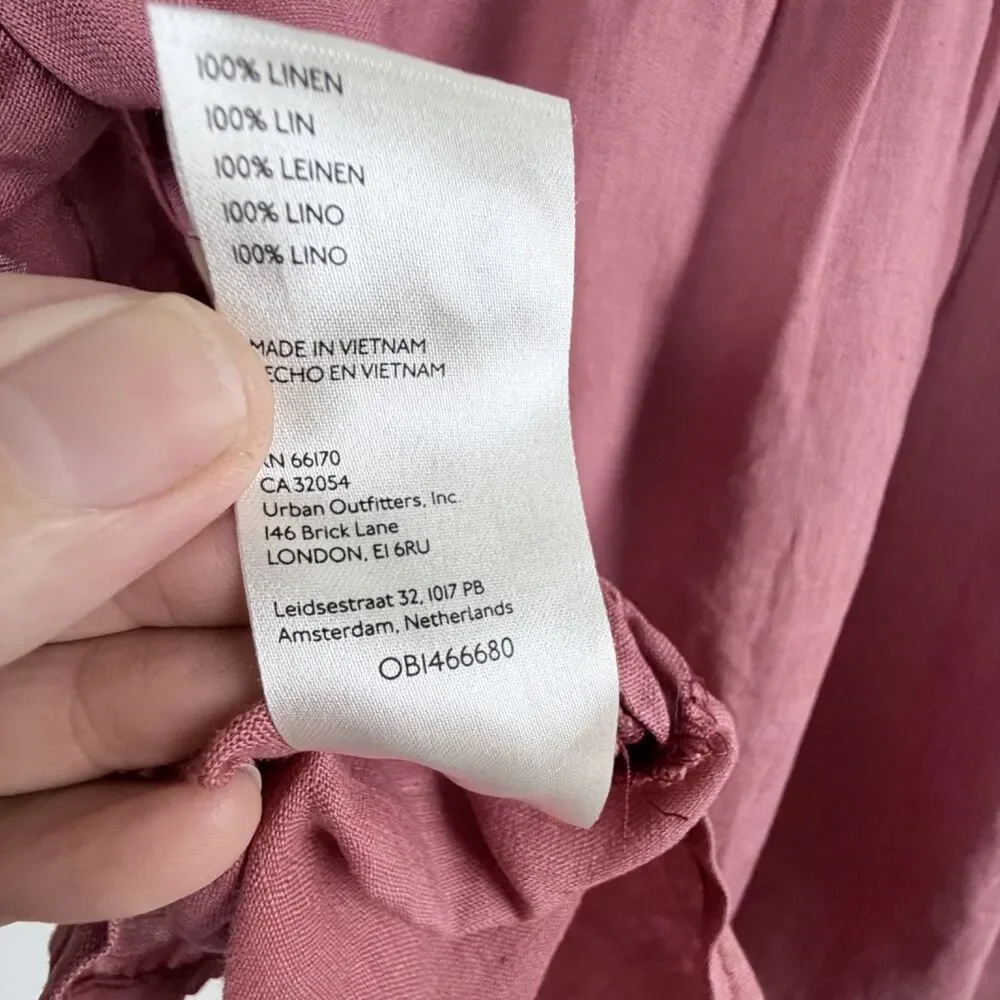 pilcro by anthropologie 100% linen button down beachcore rose women's top xs - Picture 5 of 8